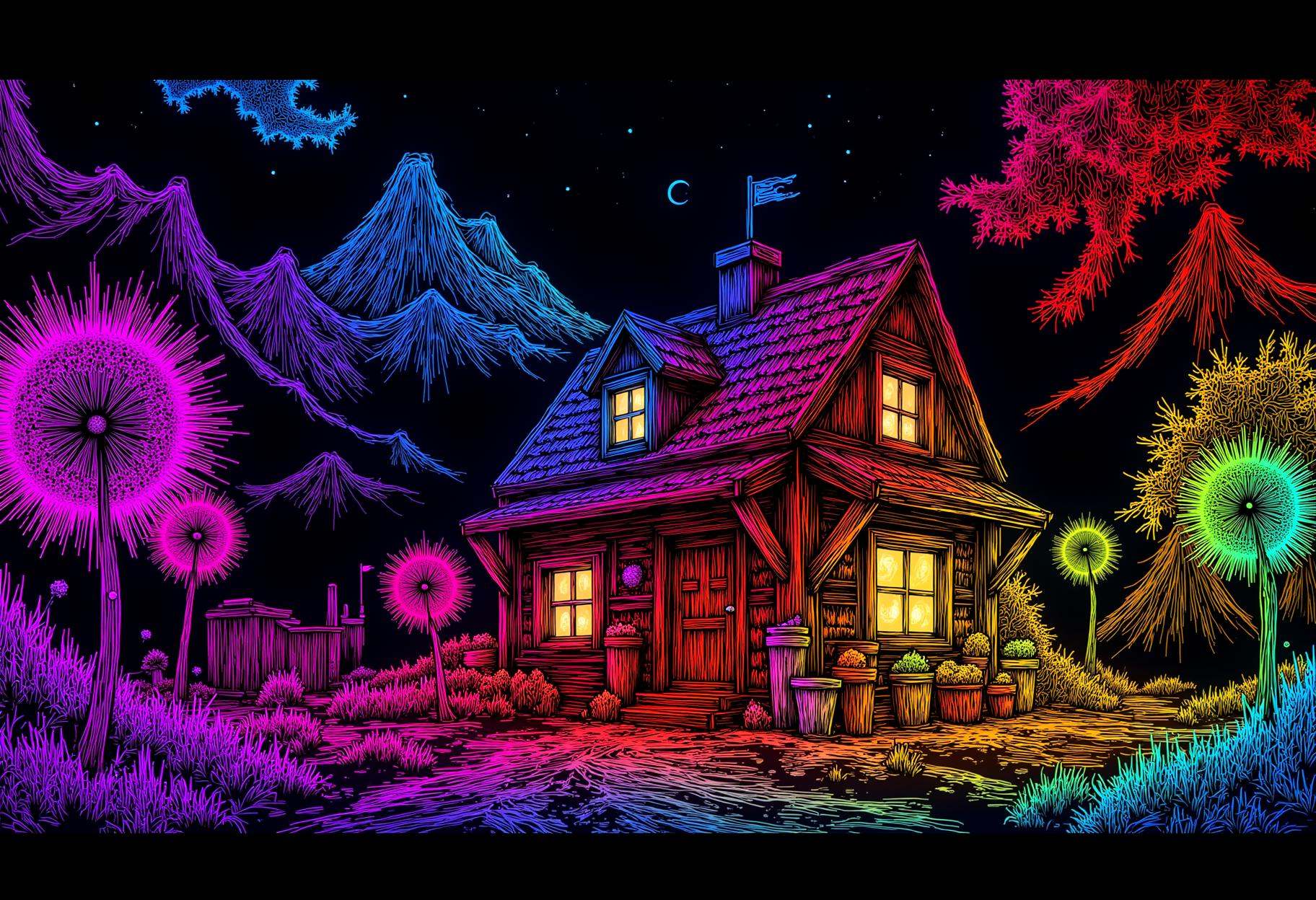 neon line art,  drawing,  black background on Tensor.Art