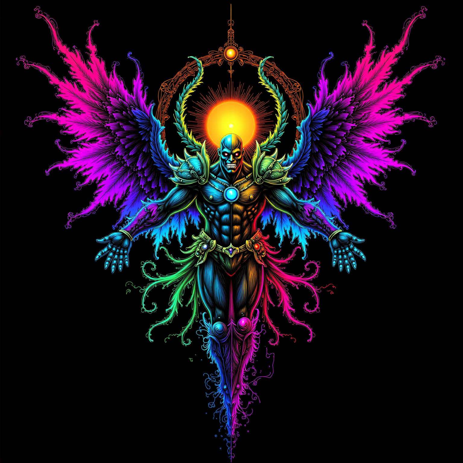 neon line art,  drawing,  black background on Tensor.Art