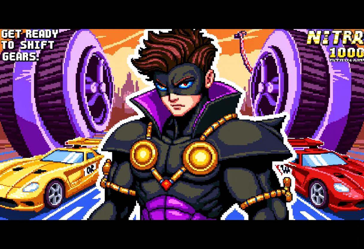 Retro 16-bit screenshot from a 16BITGAME pixelated game,  ,  Explosive 16-bit style portrait of a young dark god on Tensor...