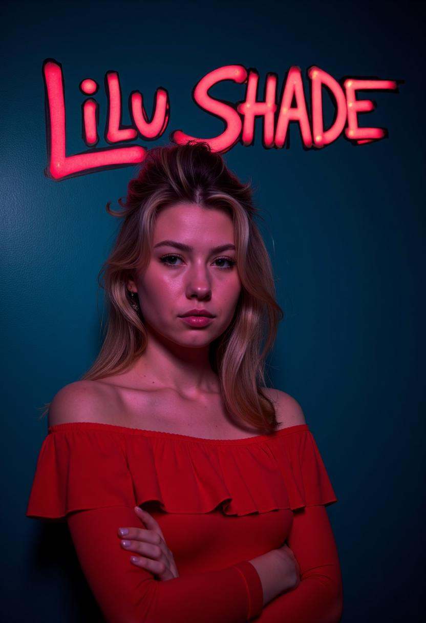 High-contrast,  vibrant portrait of Lilu Shade,  captured with a Canon EOS 5D Mark IV and a 50mm lens at f/1.4 on Tensor.Art