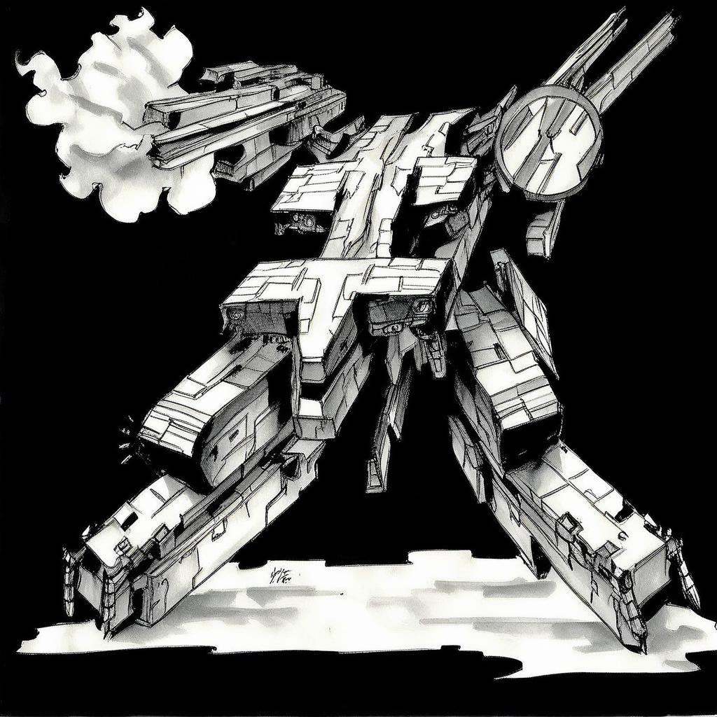 explosion,  mechanical legs,  railgun on Tensor.Art