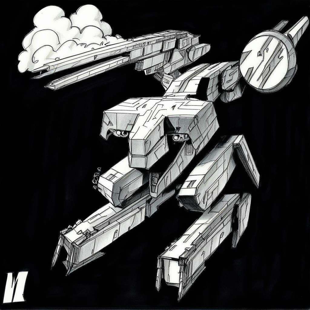 explosion,  mechanical legs,  railgun on Tensor.Art
