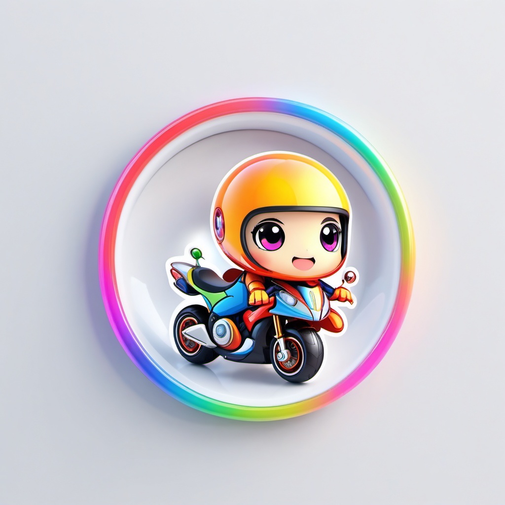 one chibi avatar cute motorcycle,  flat 3d,  colorful on Tensor.Art