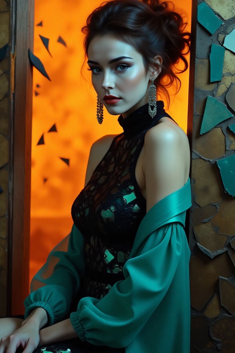 avant-garde fashion portrait,  ethereal female model,  20yo on Tensor.Art