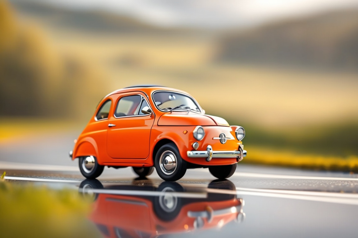 Billy's Vintage Car,  orange Fiat 500 "Topolino" ,  Tiny on Tensor.Art