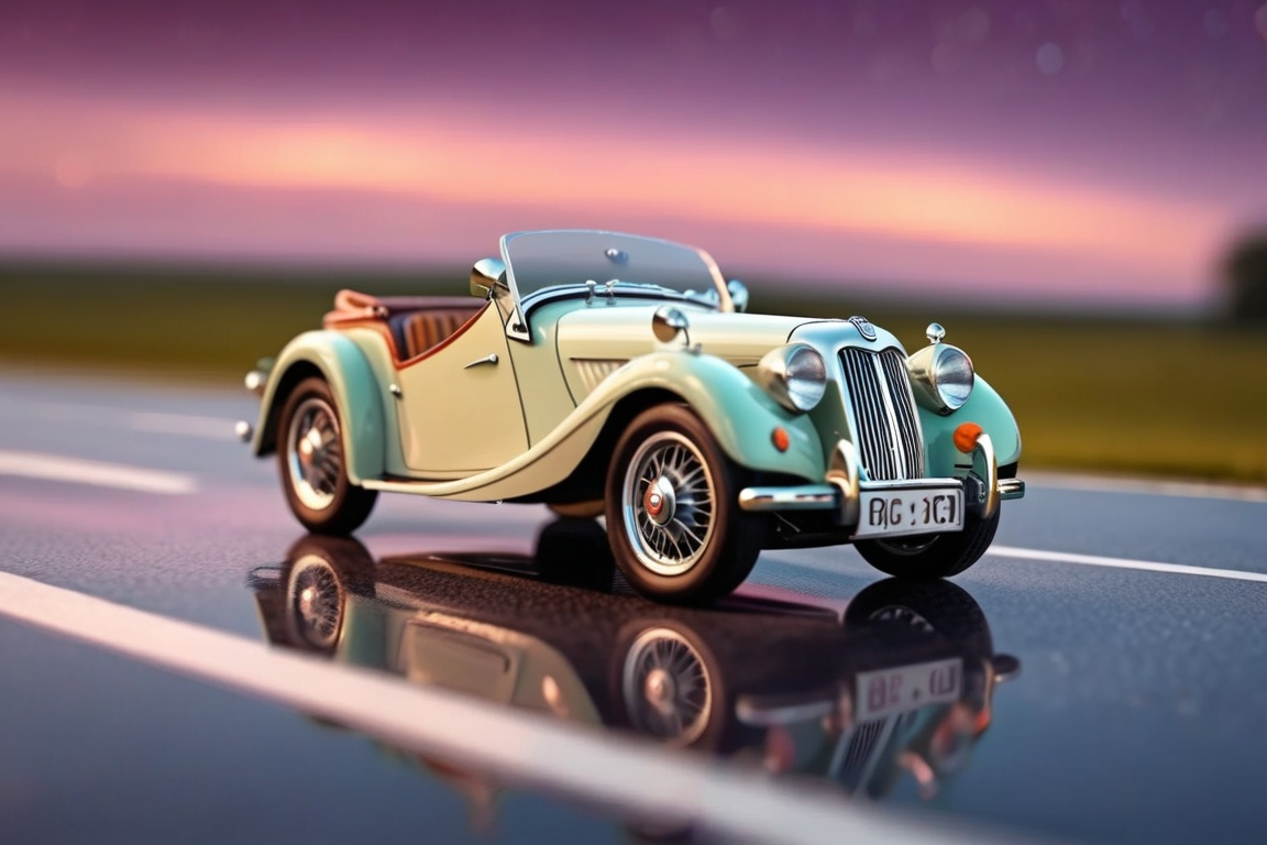 Billy's Vintage Car,  MG TC car,  Classic British roadster. Small on Tensor.Art