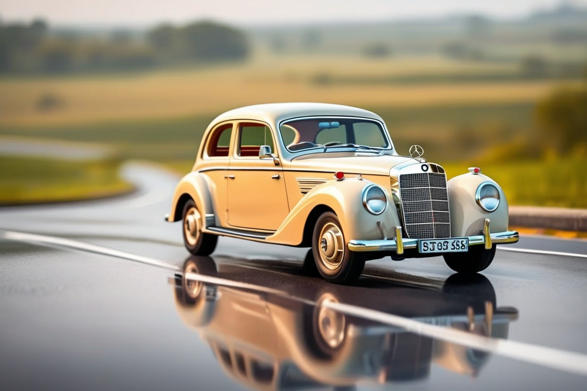 Billy's Vintage Car,  classy Mercedes-Benz 170 car,  motion blur on Tensor.Art