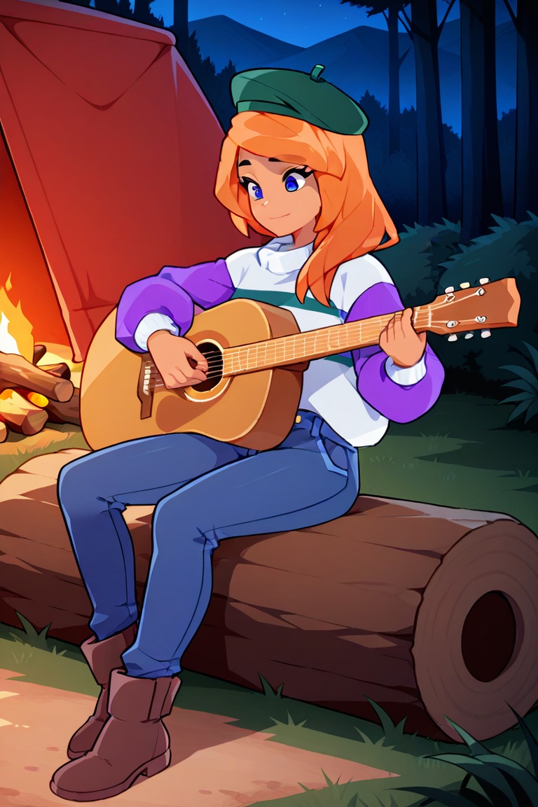 night,  forest,  campsite on Tensor.Art