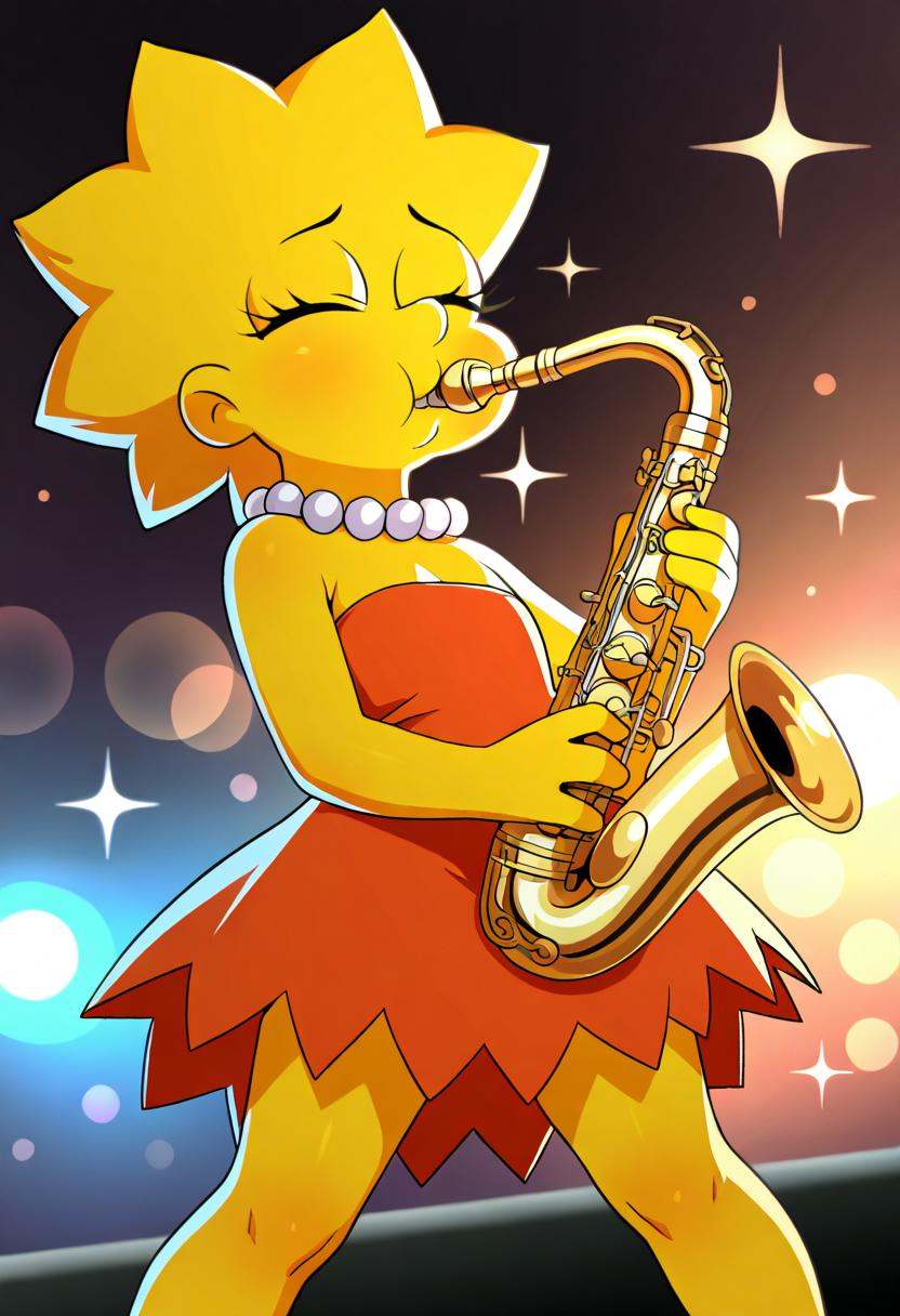 1girl,  lisa simpson,  pearl necklace on Tensor.Art