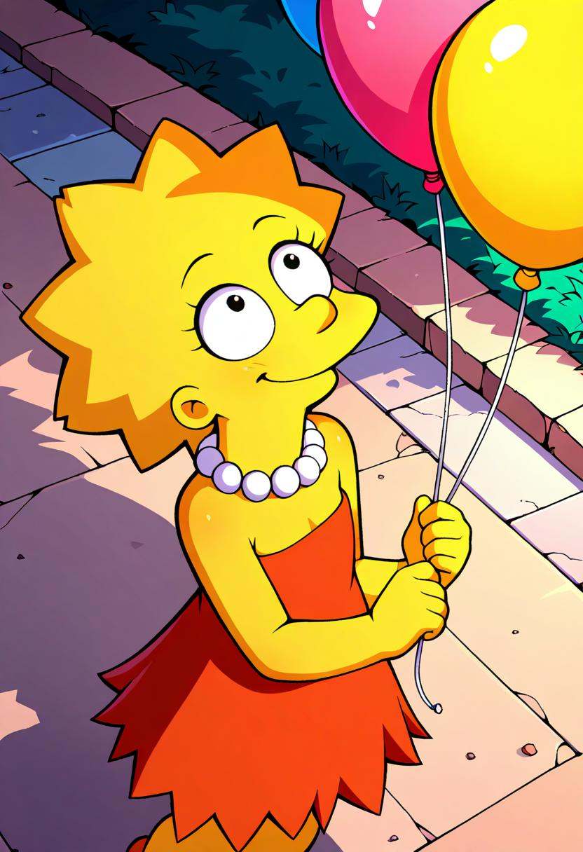 1girl,  lisa simpson,  red tube dress on Tensor.Art