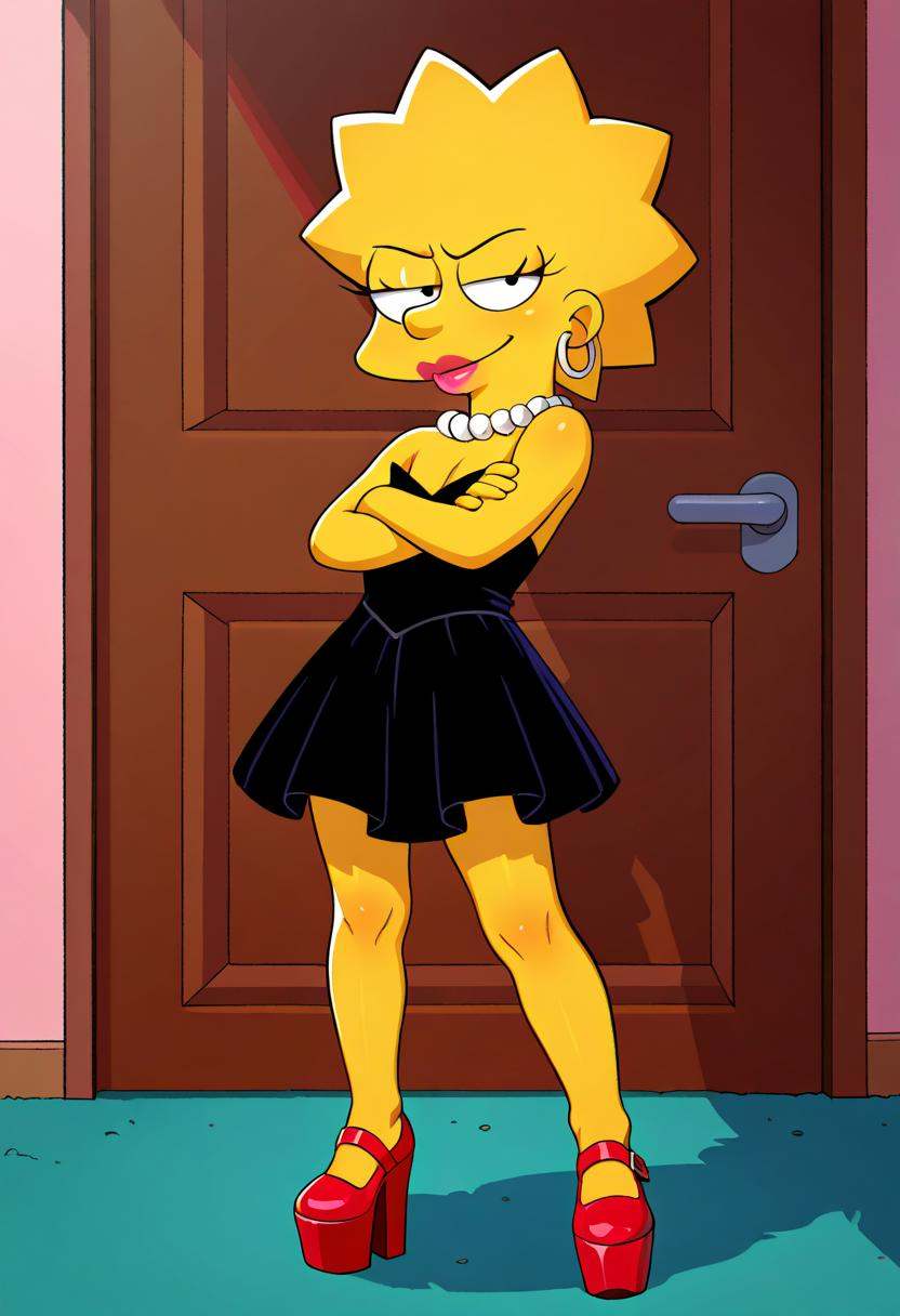 1girl,  lisa simpson,  black dress on Tensor.Art
