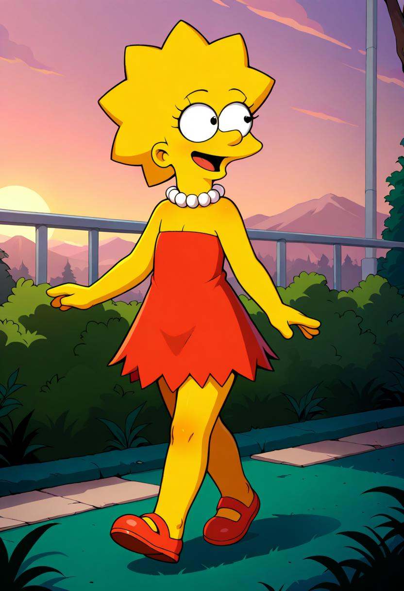 1girl,  lisa simpson,  pearl necklace on Tensor.Art