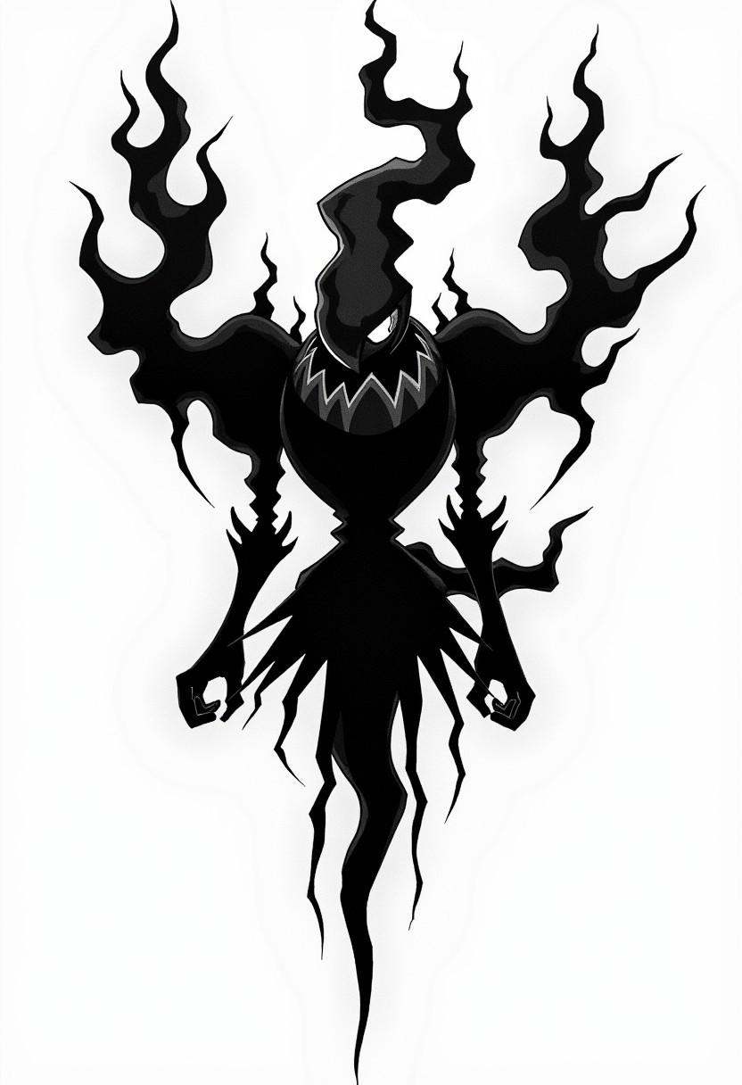A tribal tattoo image of DarkraiXL where the creature is a shadowy figure on Tensor.Art