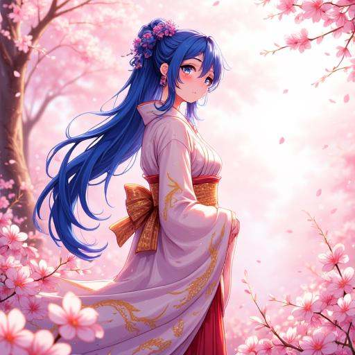A vibrant anime girl,  with long,  flowing on Tensor.Art