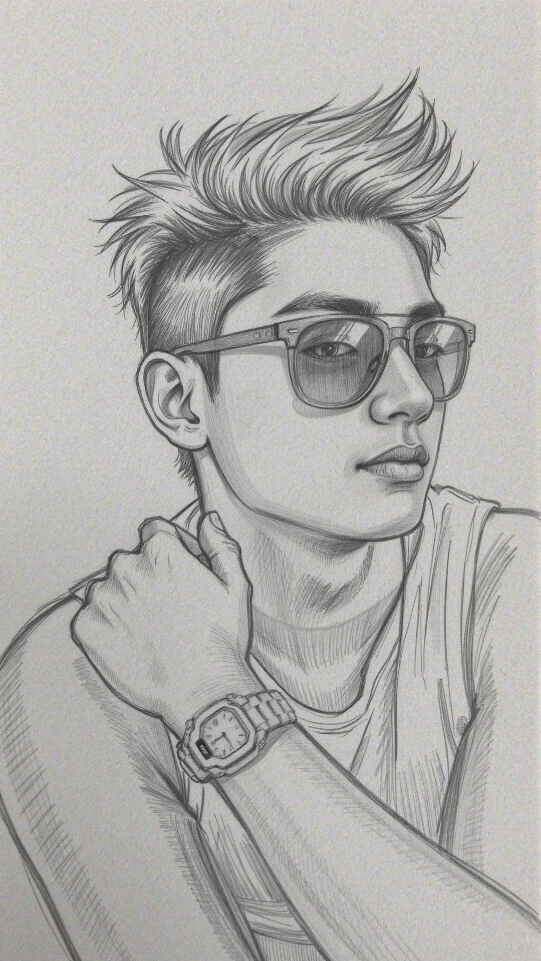 head portrait male,  short hair,  sunglass on Tensor.Art