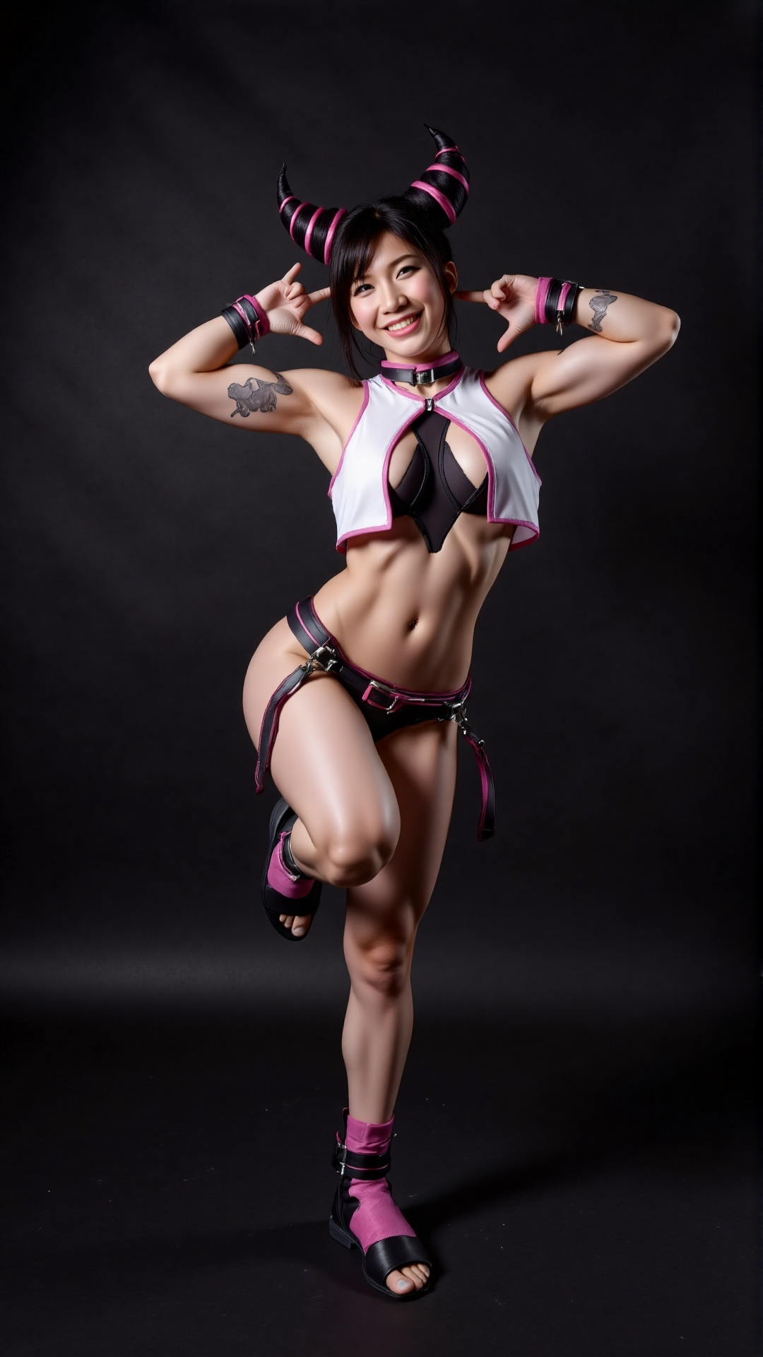 This is a realistic photo of a live-action role-playing Street Fighter 6 character - Juri Han: YUKA plays Juri Han,  she h...
