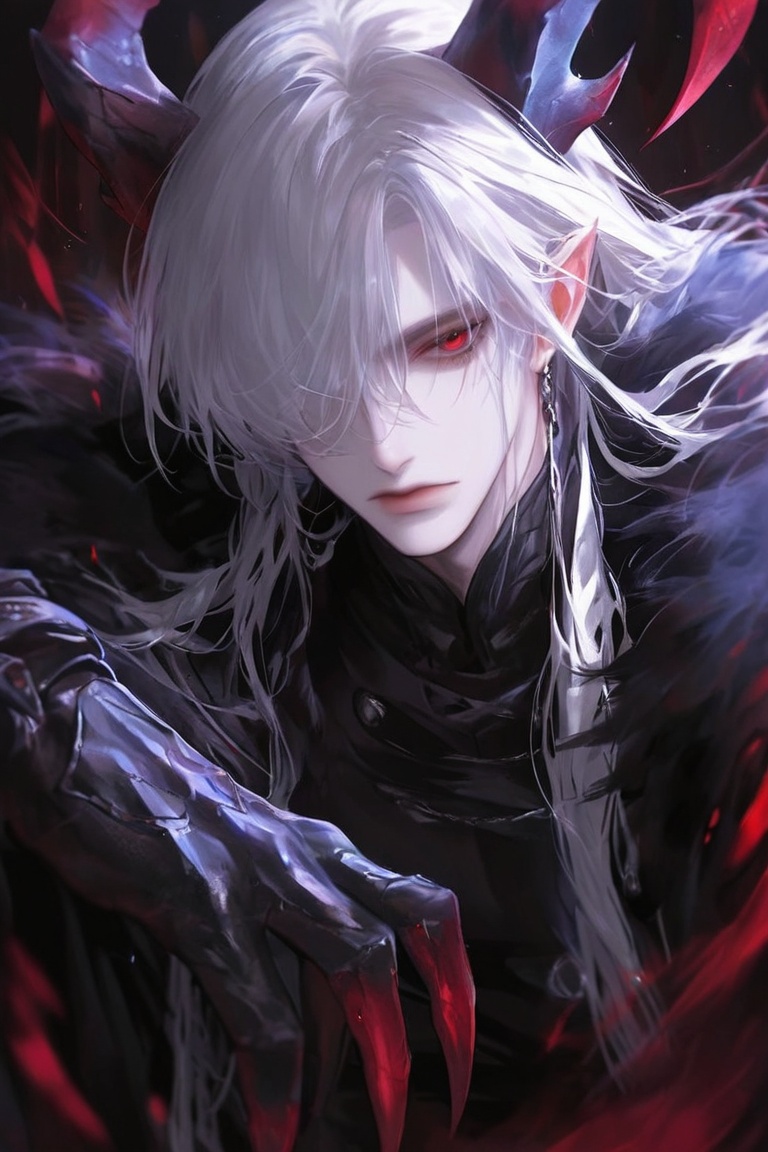 solo,  long hair,  hair over one eye on Tensor.Art