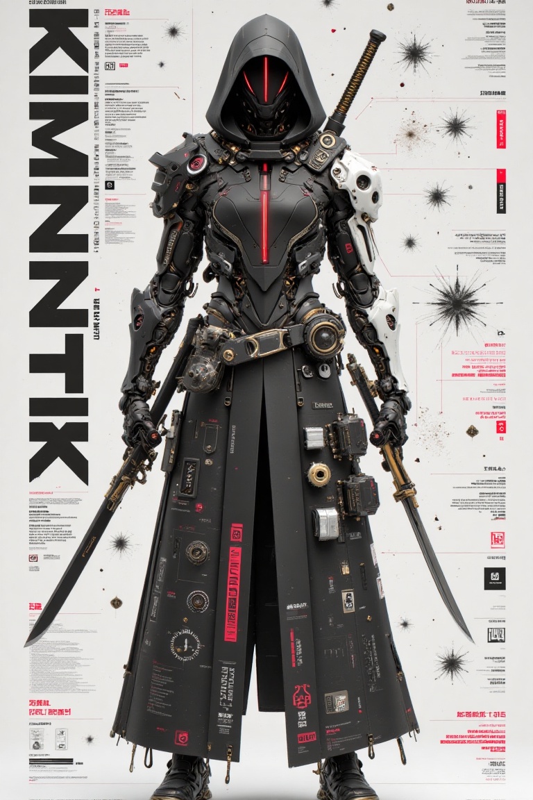 A towering biomechanical sentinel stands in the heart of a speculative future,  its silhouette commanding and mythic benea...