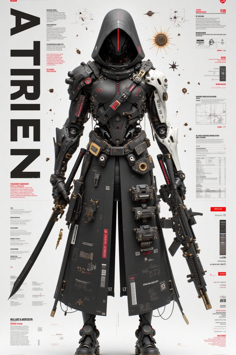 A towering biomechanical sentinel stands in the heart of a speculative future,  its silhouette commanding and mythic benea...
