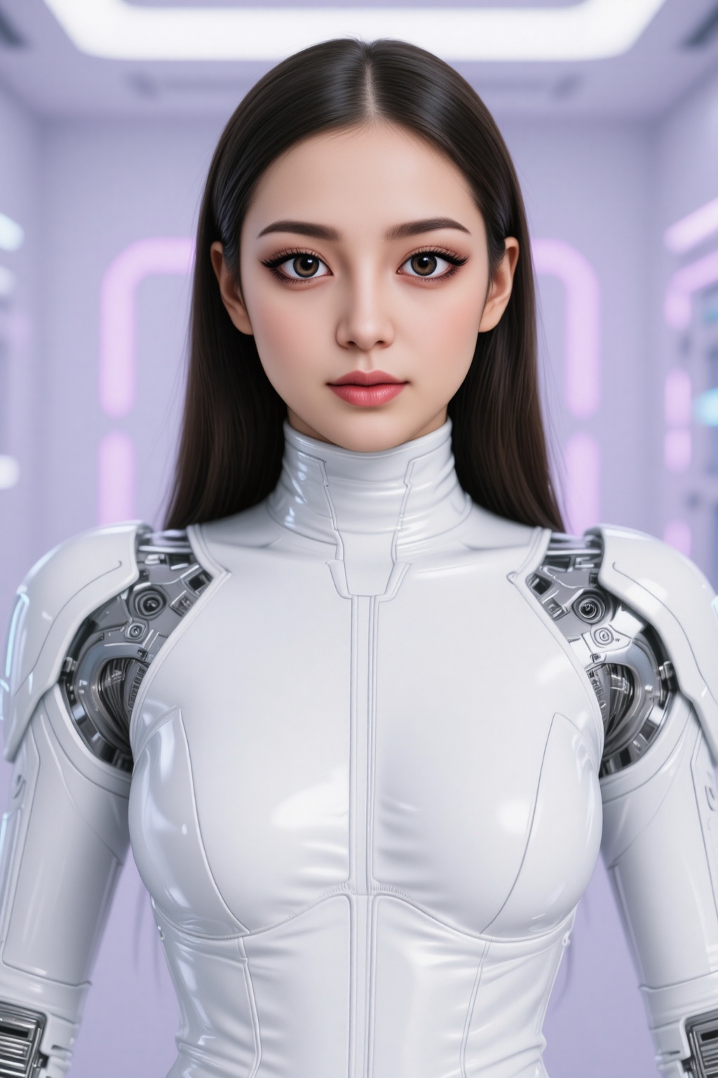 bust portrait,  semi-realistic female cyborg,  skincare glow on Tensor.Art