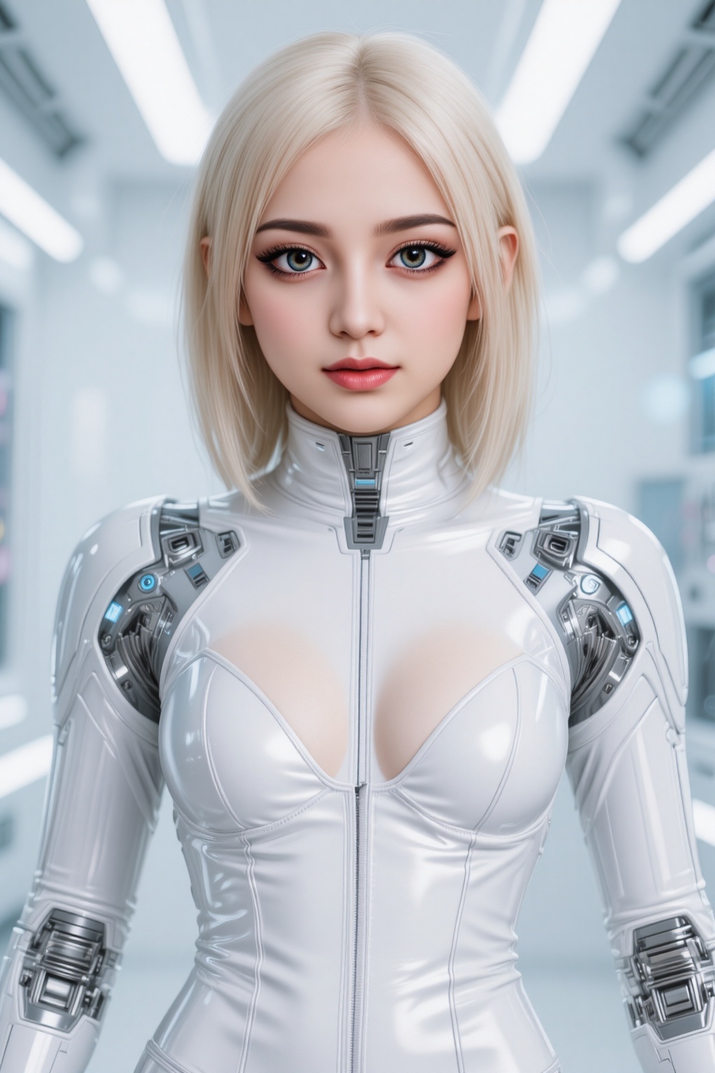 cyberpunk mech girl,  bust shot,  semi-realistic on Tensor.Art