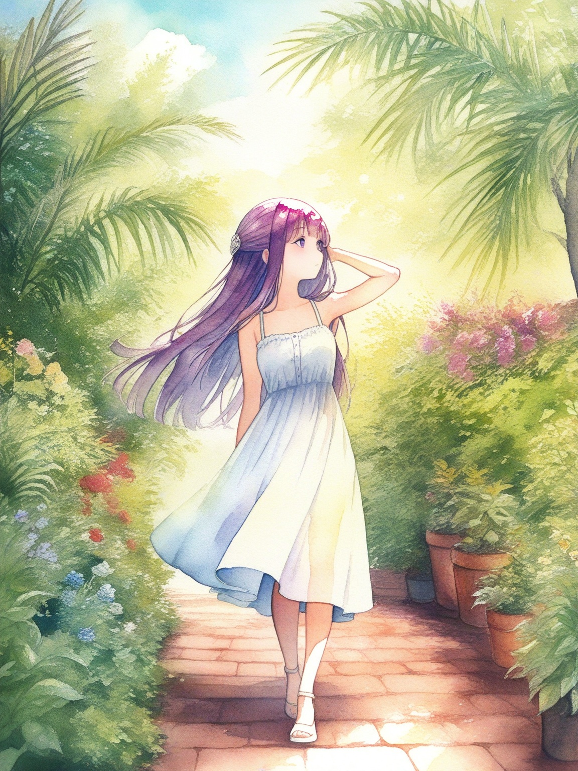 1girl,  fern \(sousou no frieren\),  outdoors on Tensor.Art