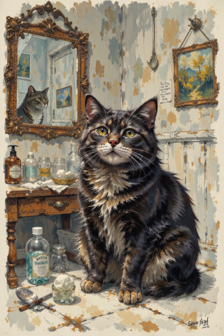 Chubby cat,  skincare,  room on Tensor.Art