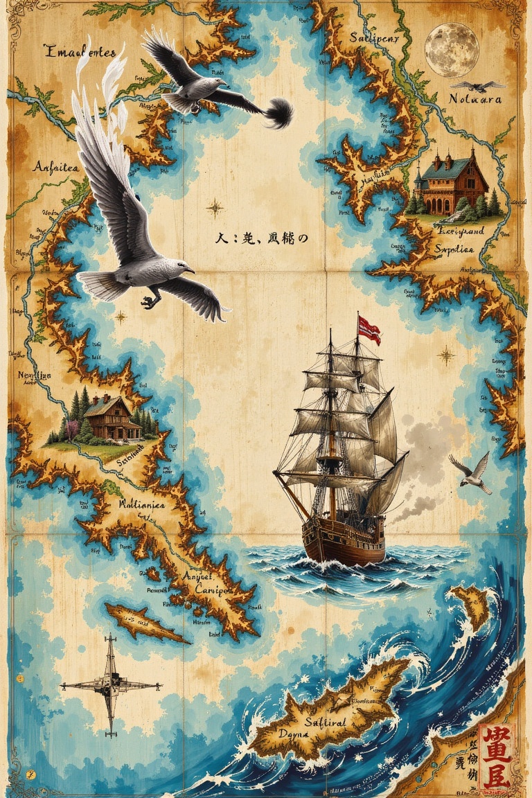 Maps,  painting,  ink-style on Tensor.Art
