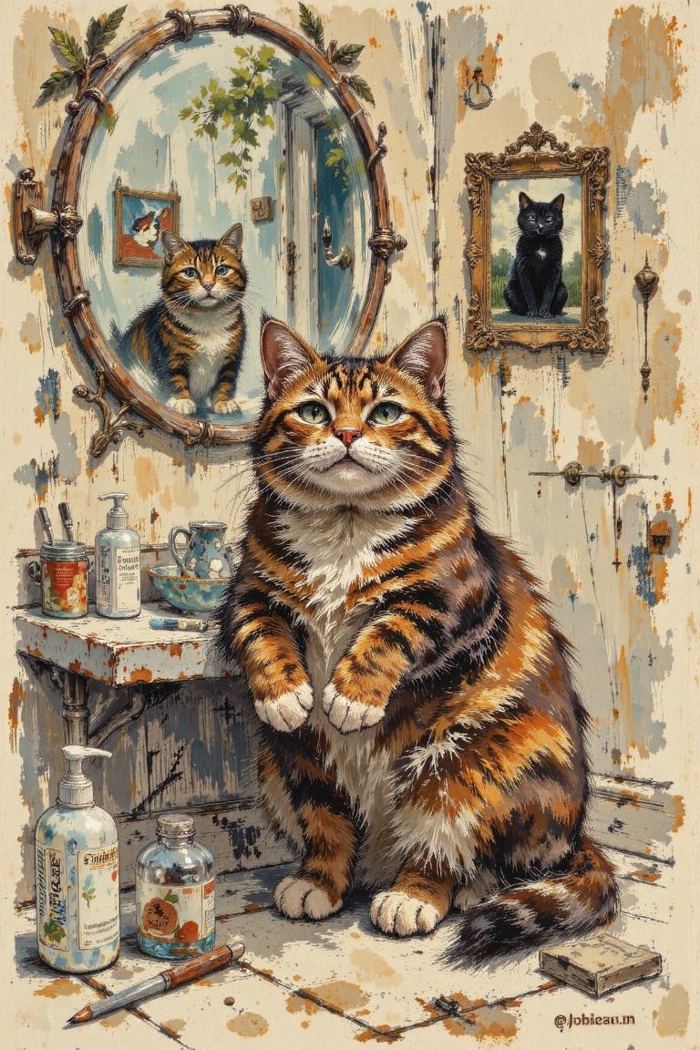 Chubby cat,  skincare,  room on Tensor.Art