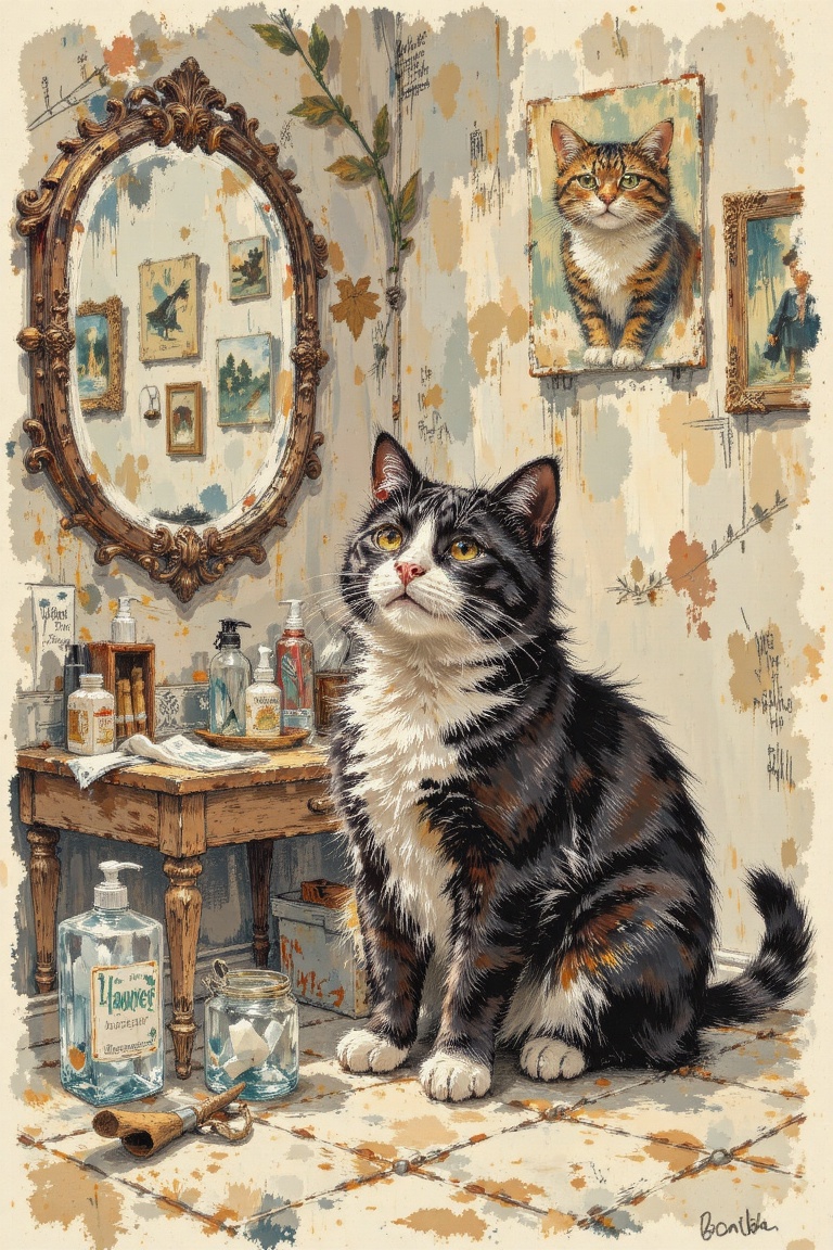 Chubby cat,  skincare,  room on Tensor.Art