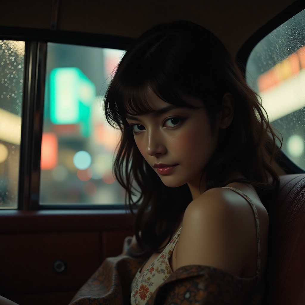 20-year-old woman,  femme fatale,  black wavy hair on Tensor.Art