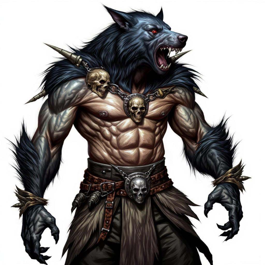 illustration in DD4Ced-STV1.0 artstyle that features A towering figure,  half-human,  half-beast on Tensor.Art
