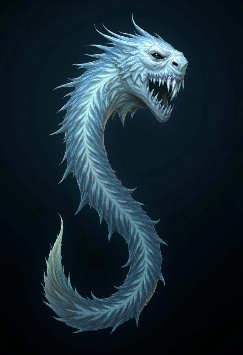 illustration in DD4Ced-STV1.0 artstyle that features a monstrous,  serpentine creature that resides in the deepest waters...