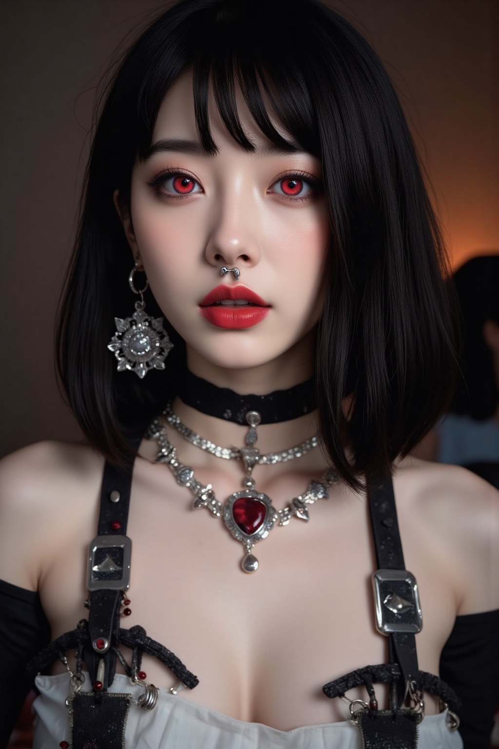 Japanese woman,  erected nipples. Warm light. Perfect breasts,  multiple colours hair on Tensor.Art