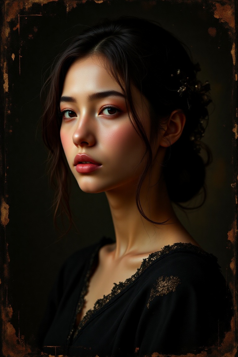Style of Caravaggio,  Photorealistic Renaissance style woman portrait,  soft lighting on Tensor.Art