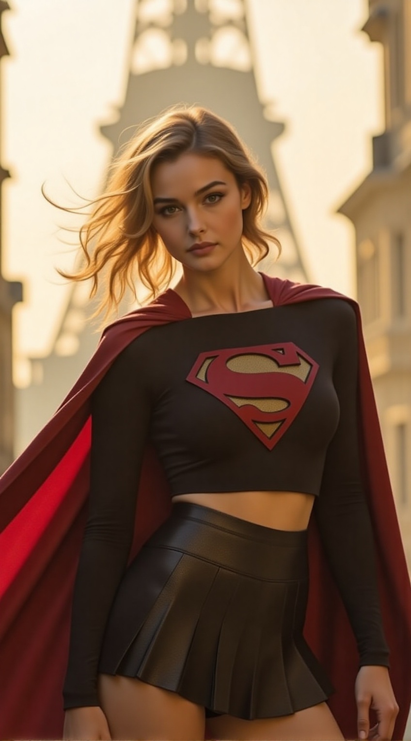 20-year-old woman,  Supergirl,  standing confidently on Tensor.Art