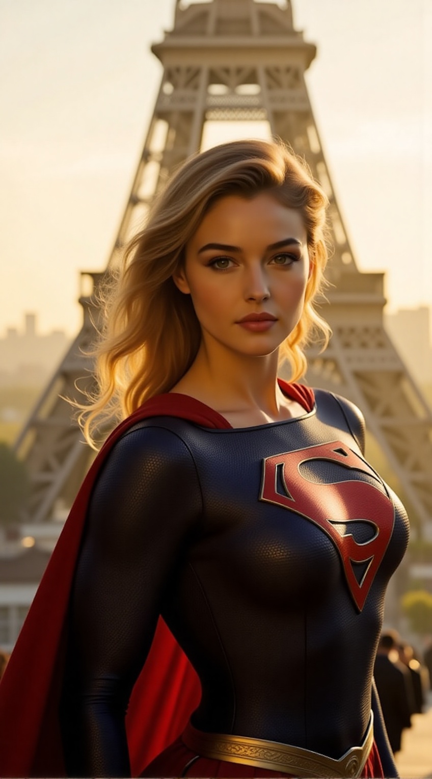 20-year-old woman,  Supergirl,  standing confidently on Tensor.Art