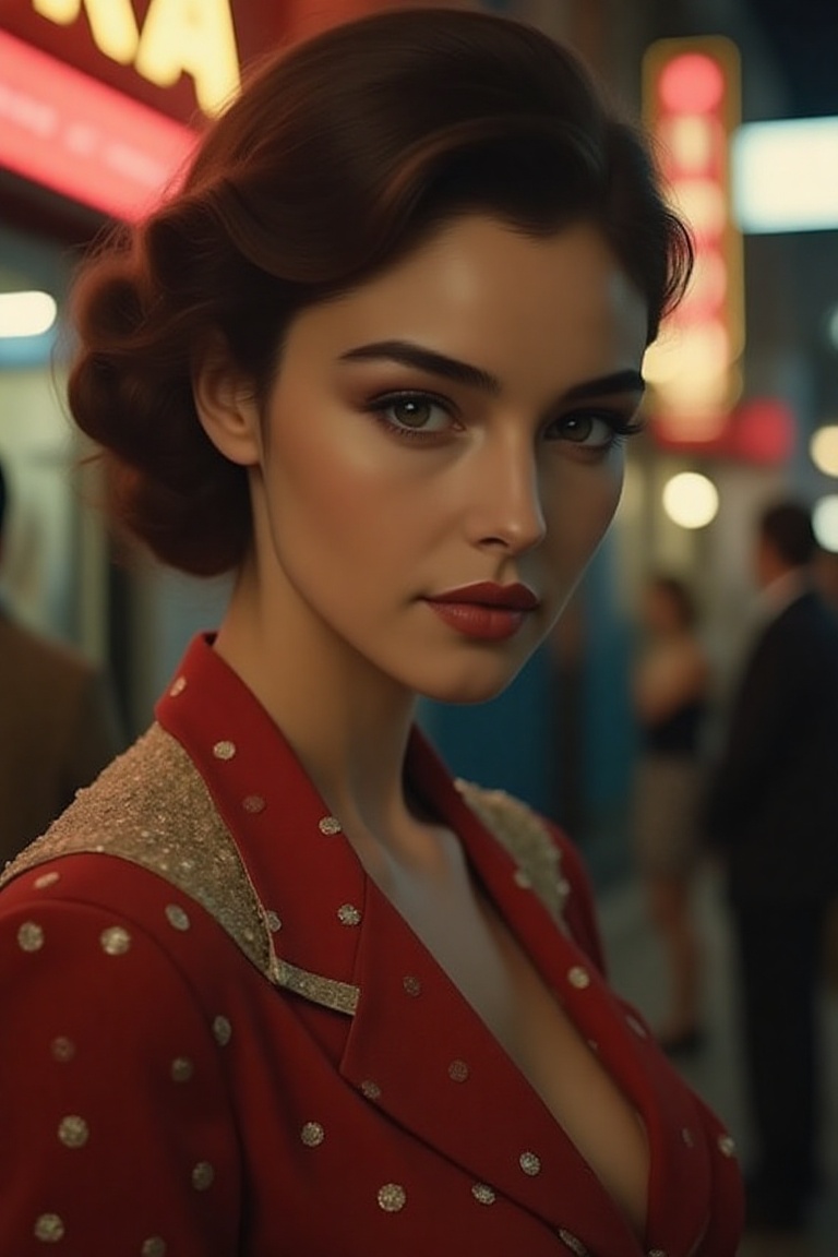 a stunning woman,  20yo,  dressed like a 50s starlet on Tensor.Art