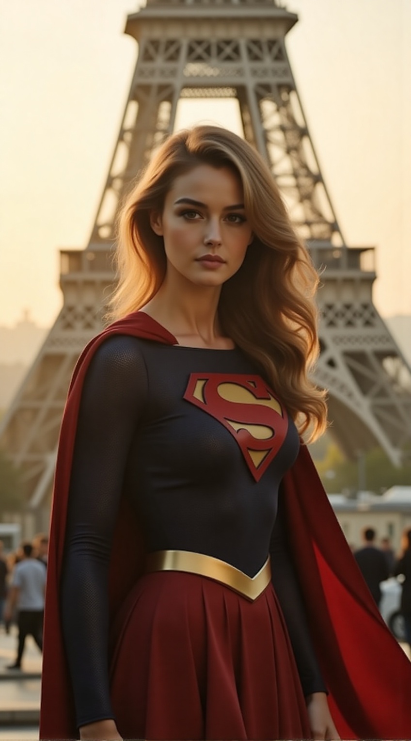 20-year-old woman,  Supergirl,  standing confidently on Tensor.Art