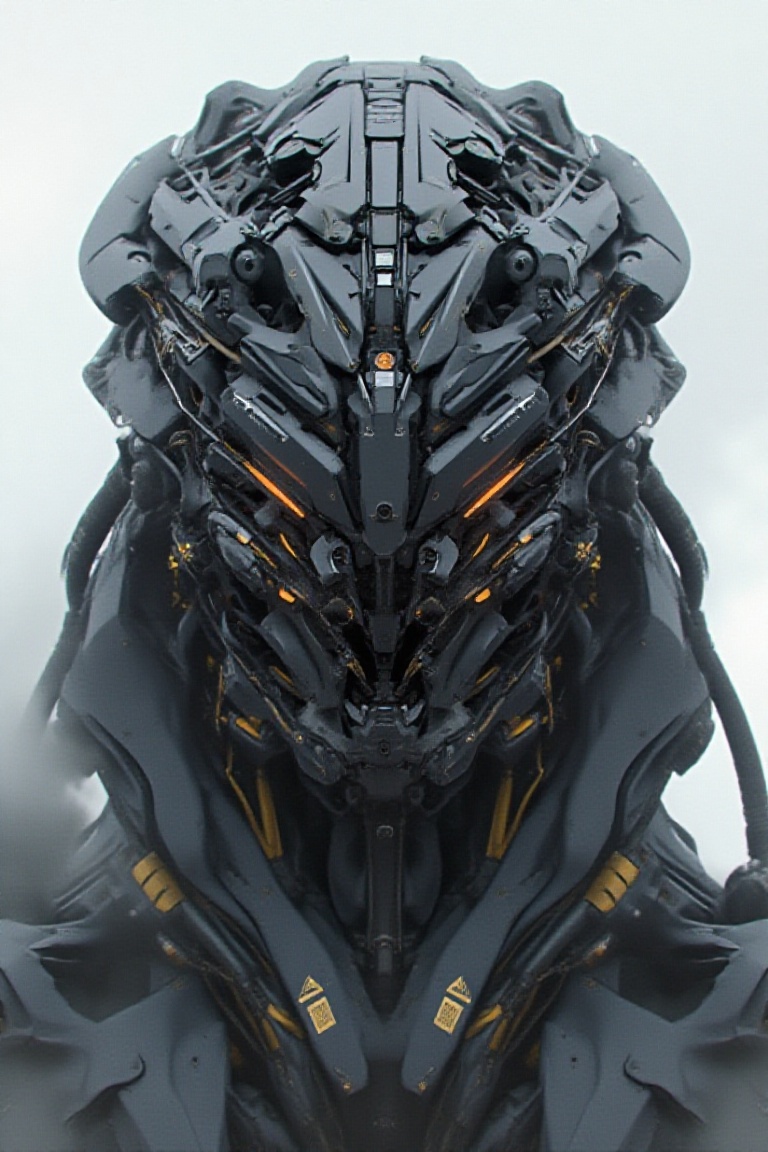 an exquisitely detailed and futuristic robotic figure. The robot has a sophisticated structure,  full of intricate mechani...