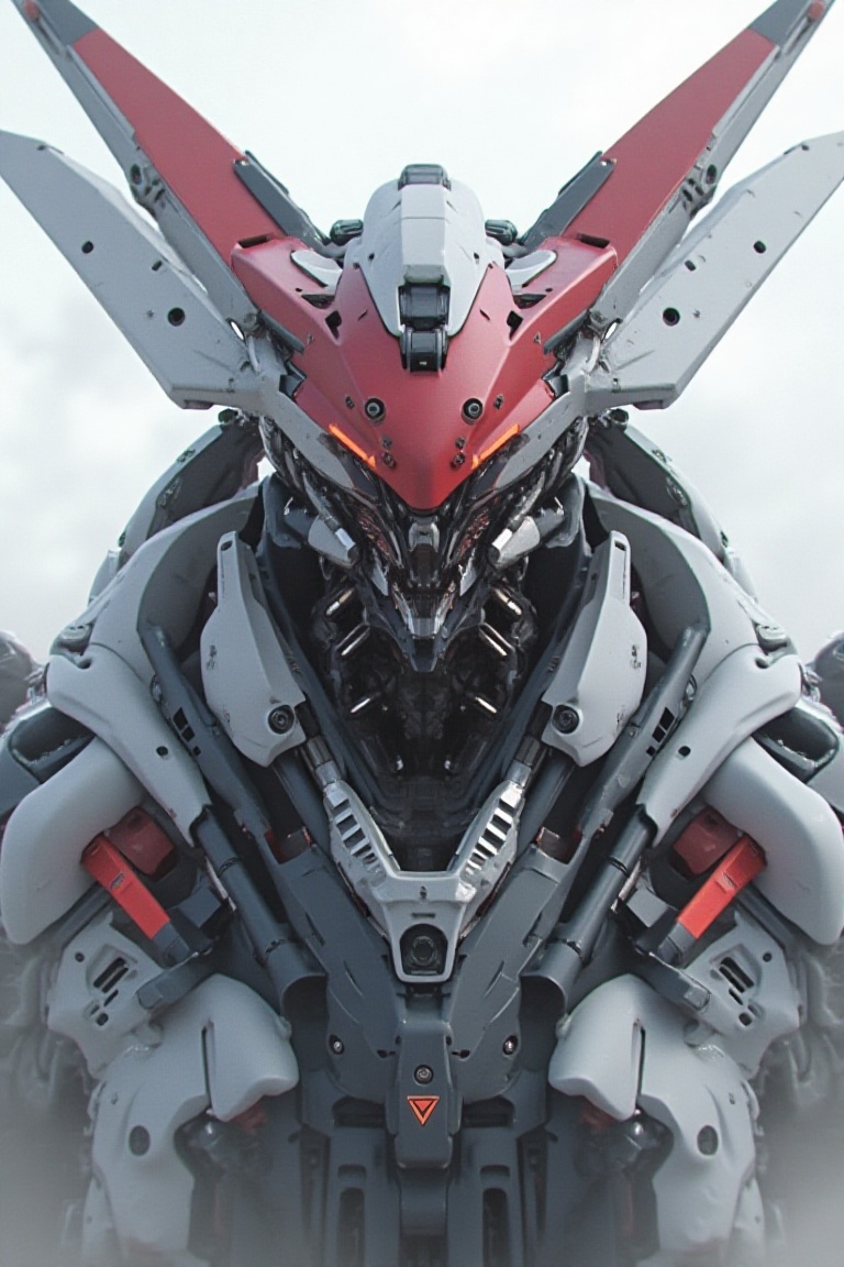 A Gundam mechanical warrior,  white and red on Tensor.Art