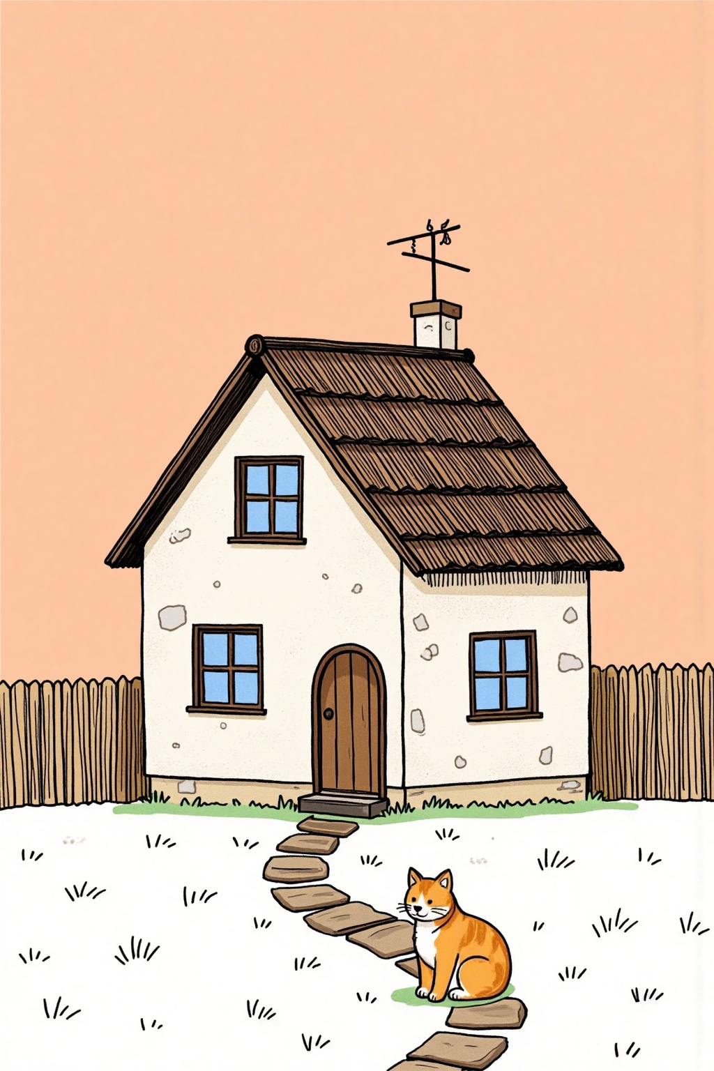 Simple stroke illustration art design with flat and cute style,  1house on Tensor.Art