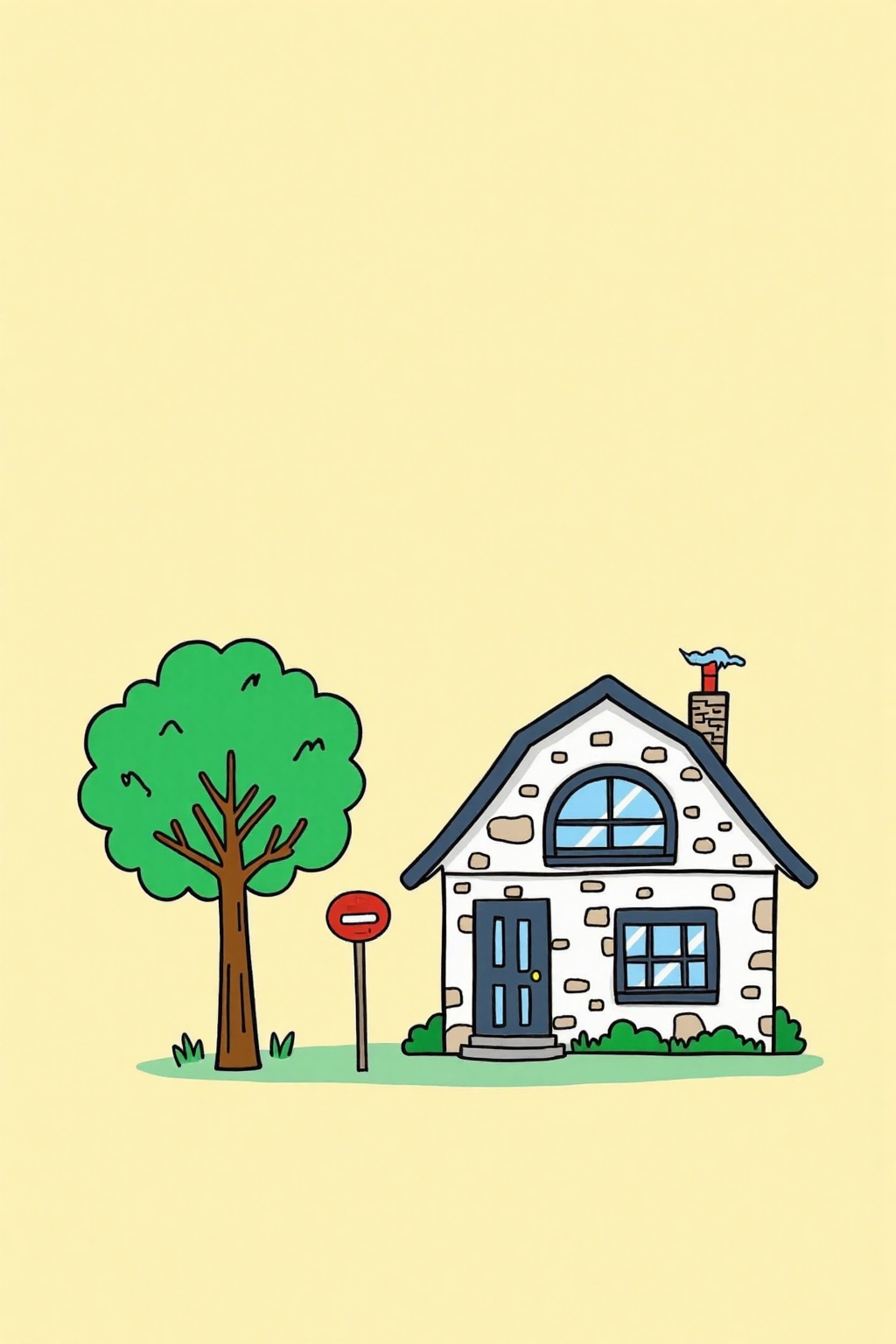 Simple stroke illustration art design with flat and cute style,  1house on Tensor.Art