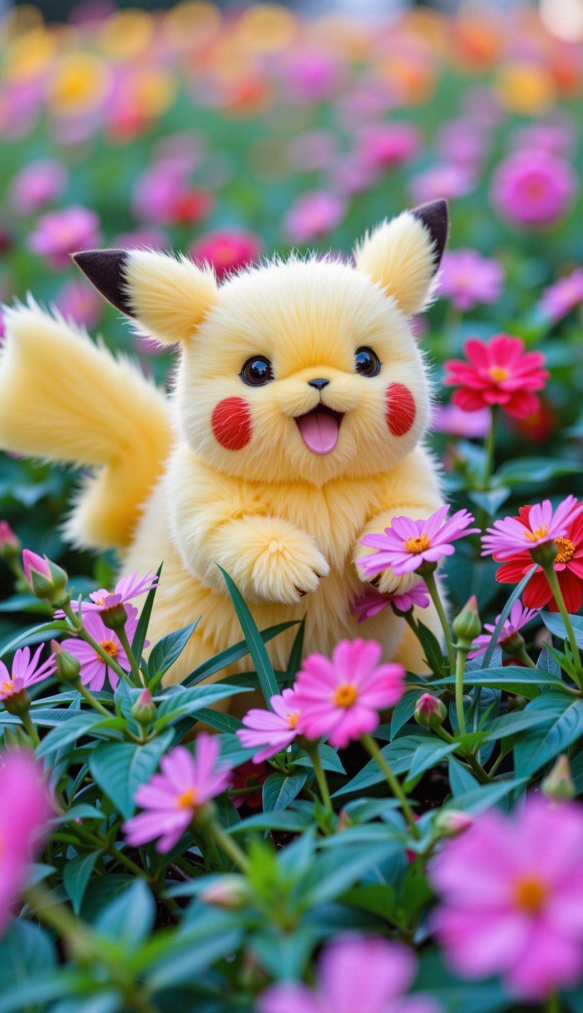 soft focus of fluffy Pikachu,  happy,  vivid color on Tensor.Art