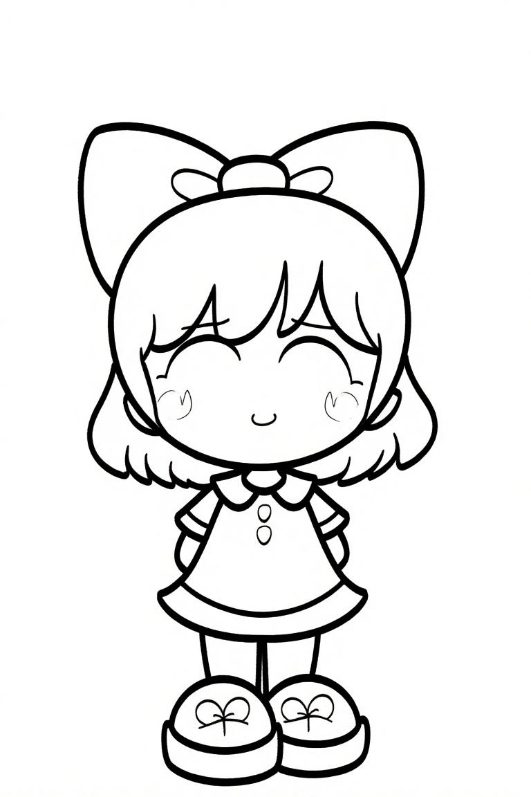 funnyworld_e14,  a cute little girl with big bow,  standing pose on Tensor.Art