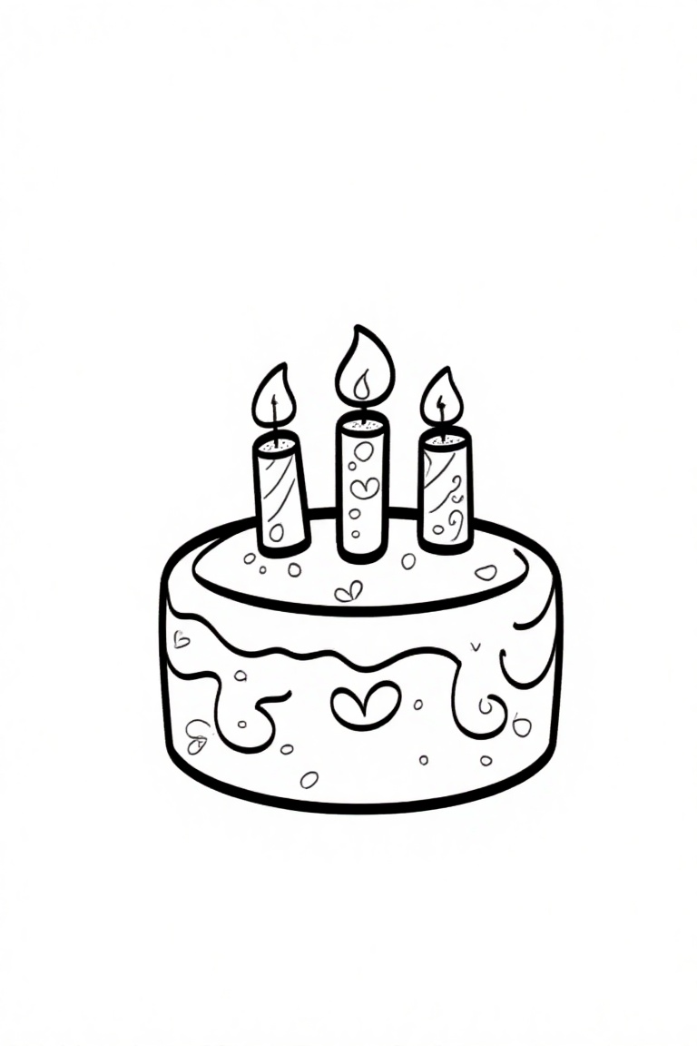 funnyworld_e14,  a cute birthday cake with candles,  cartoon style on Tensor.Art