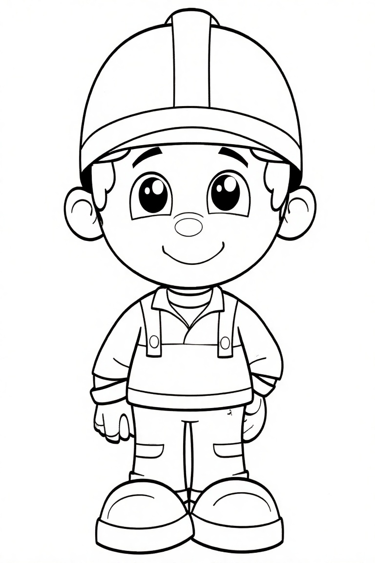 "A smiling [engineer] front view,  coloring book style,  thick outlines on Tensor.Art