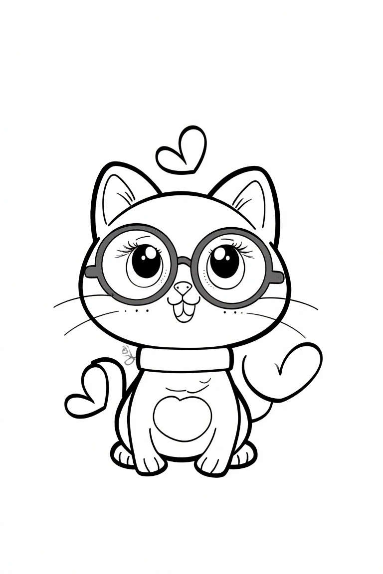 A cute cat,  chibi style,  coloring book illustration on Tensor.Art