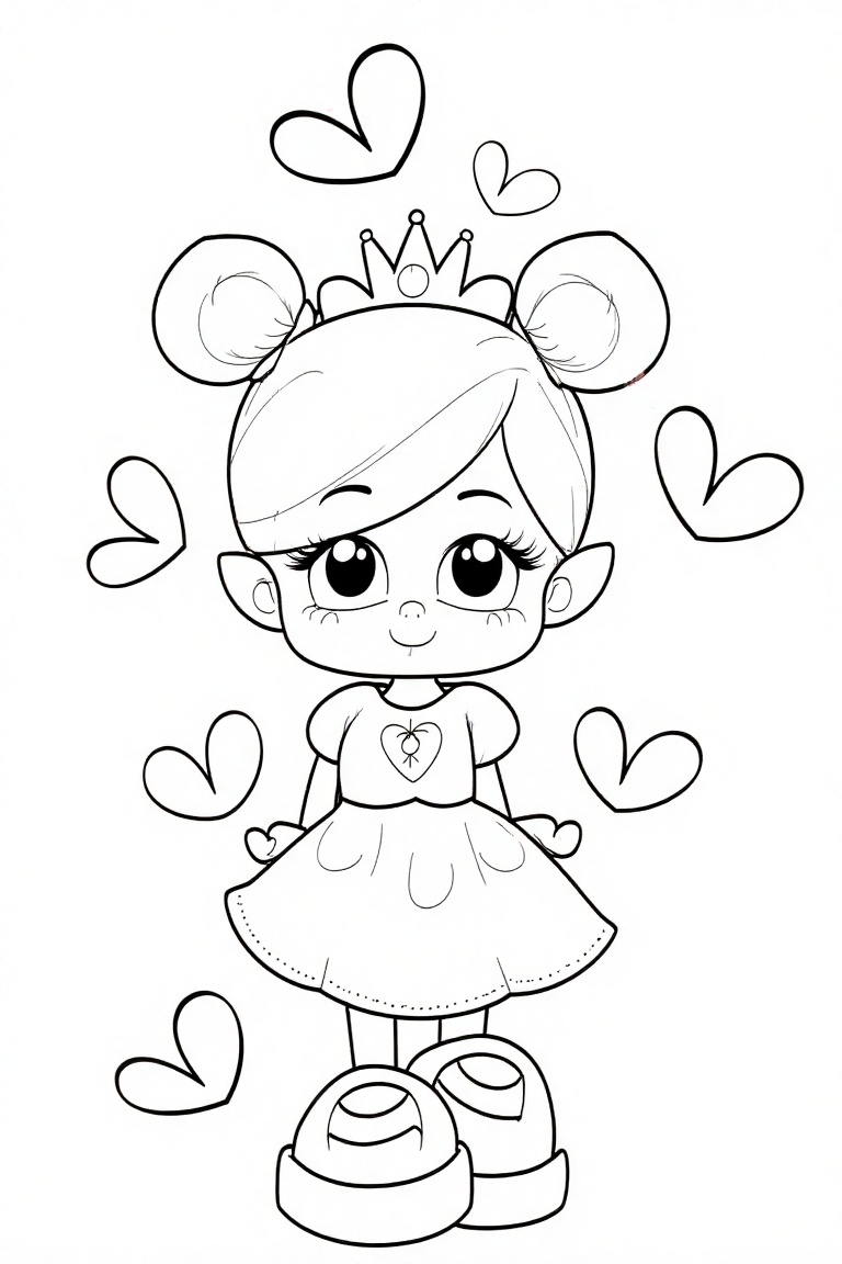 cute_funny princess,  candy and hearts around her,  cartoon pose on Tensor.Art