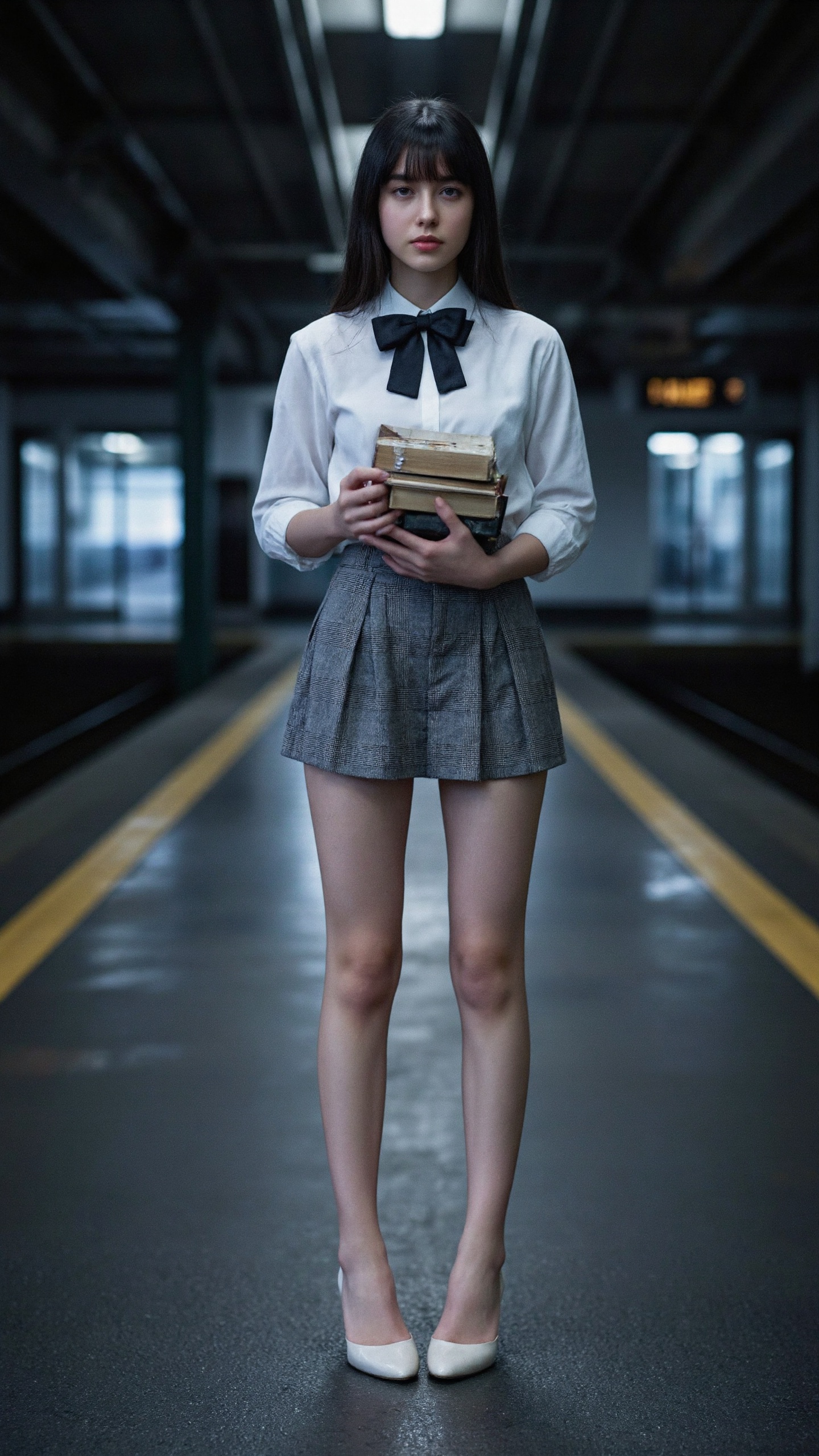 dress/(hubg clothing)/,  supermodel\(hubggirl)\,  A photo-realistic shoot from a front camera angle about a young girl sta...